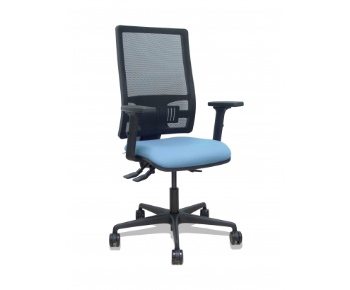 Piqueras y Crespo Silla Bormate asincro malla negra asiento bali azul cielo brazos 2D ruedas 65mm