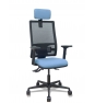 Piqueras y Crespo Silla Bormate asincro malla negra asiento bali azul cielo brazos 2D ruedas 65mm cabecero regulable