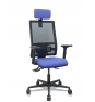 Piqueras y Crespo Silla Bormate asincro malla negra asiento bali azul claro brazos 2D ruedas 65mm cabecero regulable