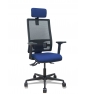 Piqueras y Crespo Silla Bormate asincro malla negra asiento bali azul marino brazos 2D ruedas 65mm cabecero regulable