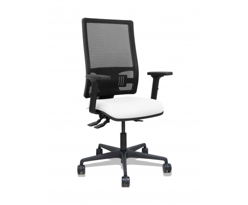 Piqueras y Crespo Silla Bormate asincro malla negra asiento bali blanco brazos 2D ruedas 65mm