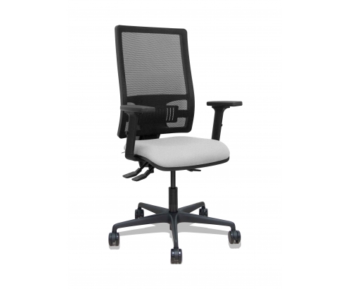 Piqueras y Crespo Silla Bormate asincro malla negra asiento bali gris claro brazos 2D ruedas 65mm