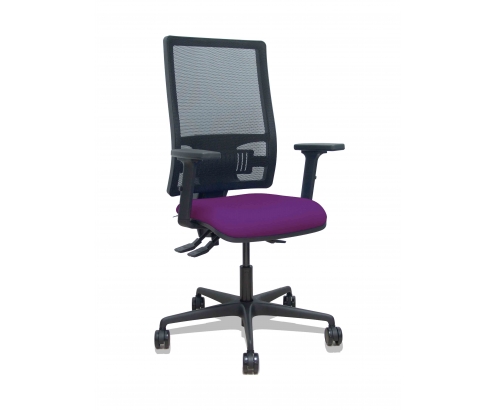 Piqueras y Crespo Silla Bormate asincro malla negra asiento bali morado brazos 2D ruedas 65mm