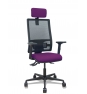 Piqueras y Crespo Silla Bormate asincro malla negra asiento bali morado brazos 2D ruedas 65mm cabecero regulable