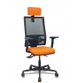 Piqueras y Crespo Silla Bormate asincro malla negra asiento bali naranja brazos 2D ruedas 65mm cabecero regulable