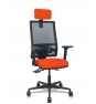 Piqueras y Crespo Silla Bormate asincro malla negra asiento bali naranja oscuro brazos 2D ruedas 65mm cabecero regulable