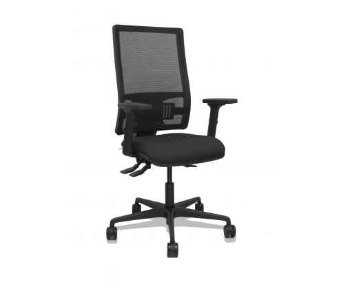 Piqueras y Crespo Silla Bormate asincro malla negra asiento bali negro brazos 2D ruedas 65mm