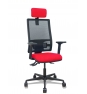 Piqueras y Crespo Silla Bormate asincro malla negra asiento bali rojo brazos 2D ruedas 65mm cabecero regulable