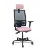 Piqueras y Crespo Silla Bormate asincro malla negra asiento bali rosa brazos 2D ruedas 65mm cabecero regulable