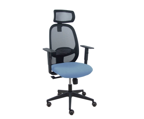Piqueras y Crespo Silla Cilanco negra malla negra asiento bali azul cielo brazo regulable cabecero regulable