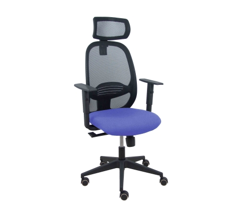 Piqueras y Crespo Silla Cilanco negra malla negra asiento bali azul claro brazo regulable cabecero regulable