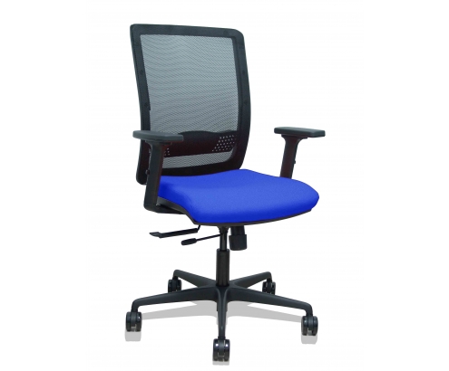 Piqueras y Crespo Silla Haches traslack malla negra asiento bali azul brazos 2D ruedas 65mm