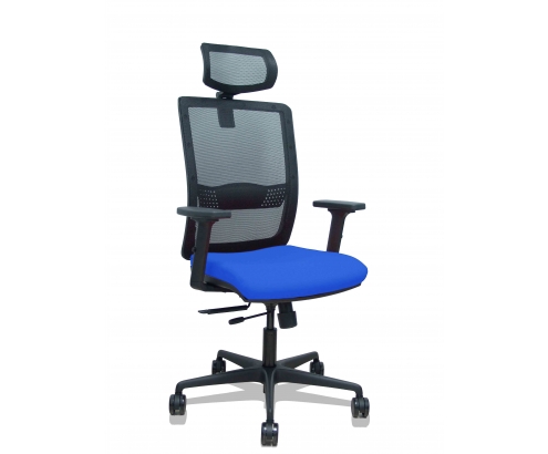 Piqueras y Crespo Silla Haches traslack malla negra asiento bali azul brazos 2D ruedas 65mm cabecero regulable