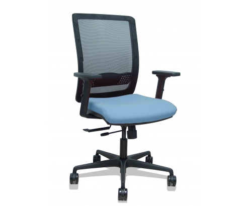 Piqueras y Crespo Silla Haches traslack malla negra asiento bali azul cielo brazos 2D ruedas 65mm