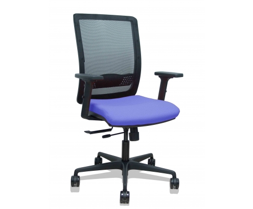 Piqueras y Crespo Silla Haches traslack malla negra asiento bali azul claro brazos 2D ruedas 65mm