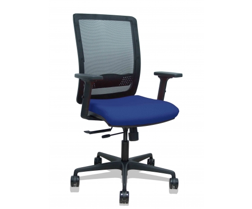 Piqueras y Crespo Silla Haches traslack malla negra asiento bali azul marino brazos 2D ruedas 65mm