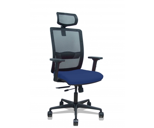 Piqueras y Crespo Silla Haches traslack malla negra asiento bali azul marino brazos 2D ruedas 65mm cabecero regulable