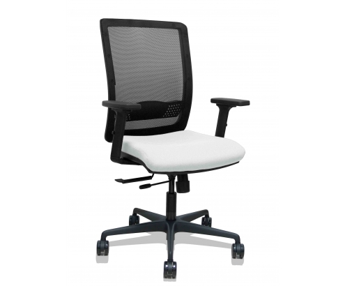 Piqueras y Crespo Silla Haches traslack malla negra asiento bali blanco brazos 2D ruedas 65mm