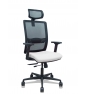 Piqueras y Crespo Silla Haches traslack malla negra asiento bali blanco brazos 2D ruedas 65mm cabecero regulable