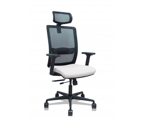 Piqueras y Crespo Silla Haches traslack malla negra asiento bali blanco brazos 2D ruedas 65mm cabecero regulable