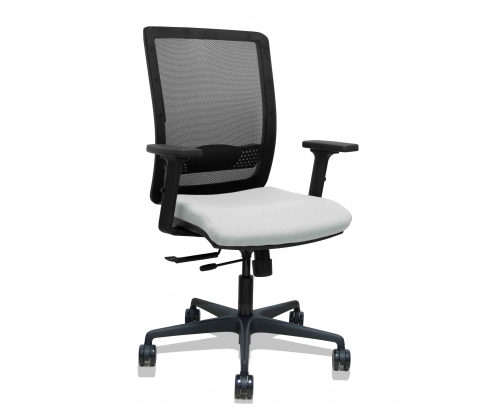 Piqueras y Crespo Silla Haches traslack malla negra asiento bali gris claro brazos 2D ruedas 65mm