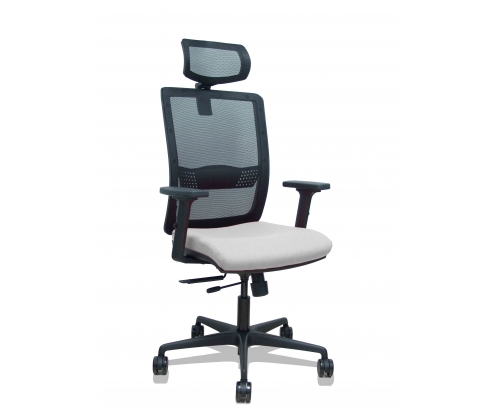 Piqueras y Crespo Silla Haches traslack malla negra asiento bali gris claro brazos 2D ruedas 65mm cabecero regulable