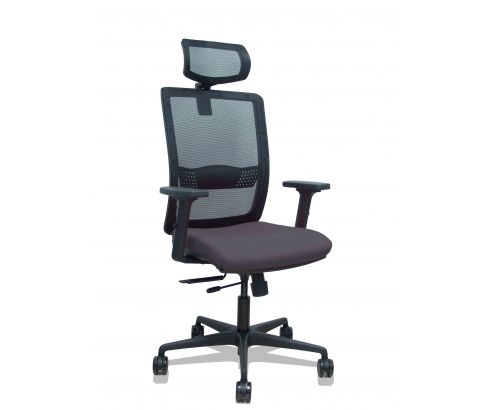 Piqueras y Crespo Silla Haches traslack malla negra asiento bali gris oscuro brazos 2D ruedas 65mm cabecero regulable