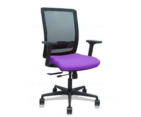 Piqueras y Crespo Silla Haches traslack malla negra asiento bali lila brazos 2D ruedas 65mm