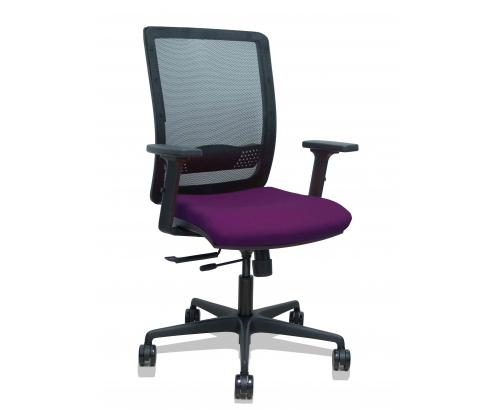 Piqueras y Crespo Silla Haches traslack malla negra asiento bali morado brazos 2D ruedas 65mm