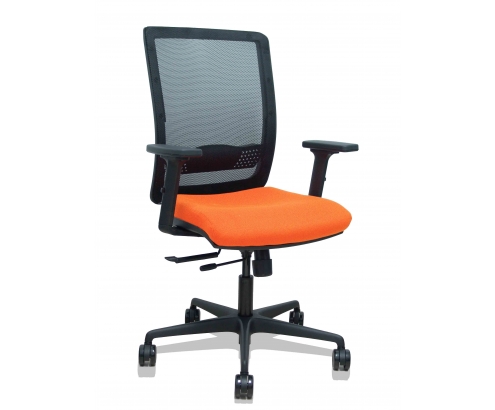 Piqueras y Crespo Silla Haches traslack malla negra asiento bali naranja brazos 2D ruedas 65mm