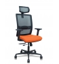 Piqueras y Crespo Silla Haches traslack malla negra asiento bali naranja brazos 2D ruedas 65mm cabecero regulable