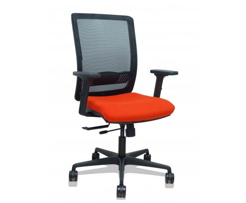 Piqueras y Crespo Silla Haches traslack malla negra asiento bali naranja oscuro brazos 2D ruedas 65mm