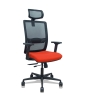 Piqueras y Crespo Silla Haches traslack malla negra asiento bali naranja oscuro brazos 2D ruedas 65mm cabecero regulable