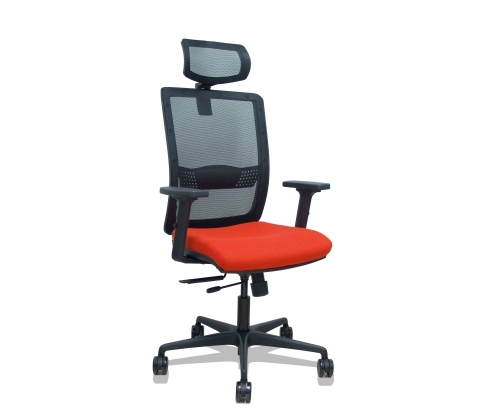 Piqueras y Crespo Silla Haches traslack malla negra asiento bali naranja oscuro brazos 2D ruedas 65mm cabecero regulable