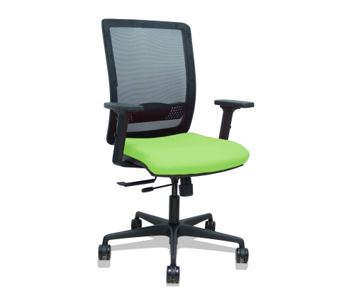 Piqueras y Crespo Silla Haches traslack malla negra asiento bali pistacho brazos 2D ruedas 65mm