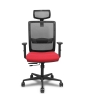 Piqueras y Crespo Silla Haches traslack malla negra asiento bali rojo brazos 2D ruedas 65mm cabecero regulable