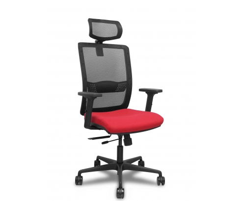 Piqueras y Crespo Silla Haches traslack malla negra asiento bali rojo brazos 2D ruedas 65mm cabecero regulable