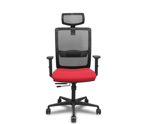 Piqueras y Crespo Silla Haches traslack malla negra asiento bali rojo brazos 2D ruedas 65mm cabecero regulable