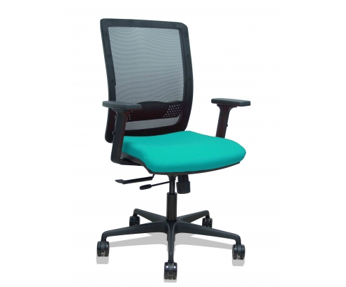 Piqueras y Crespo Silla Haches traslack malla negra asiento bali turquesa brazos 2D ruedas 65mm