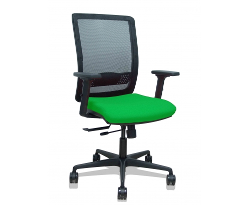 Piqueras y Crespo Silla Haches traslack malla negra asiento bali verde brazos 2D ruedas 65mm