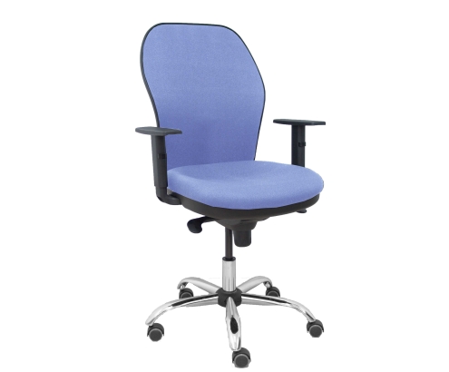 Piqueras y Crespo Silla Jorquera respaldo bali azul claro asiento bali azul claro base cromada y ruedas parqu