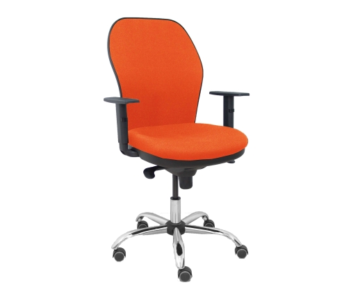 Piqueras y Crespo Silla Jorquera respaldo bali naranja oscuro asiento bali naranja oscuro base cromada y ruedas parqu