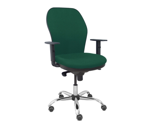 Piqueras y Crespo Silla Jorquera respaldo bali verde botella asiento bali verde botella base cromada y ruedas parqu