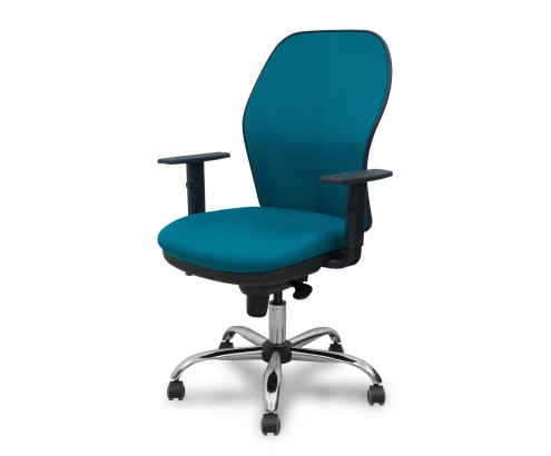 Piqueras y Crespo Silla Jorquera respaldo bali verde petr?leo asiento bali verde petr?leo base cromada y ruedas parqu