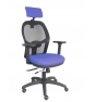 Piqueras y Crespo Silla Jorquera traslack malla negra asiento bali azul claro brazos 3D cabecero regulable