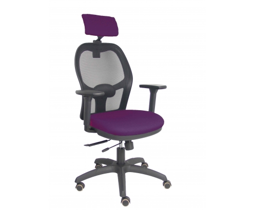 Piqueras y Crespo Silla Jorquera traslack malla negra asiento bali morado brazos 3D cabecero regulable