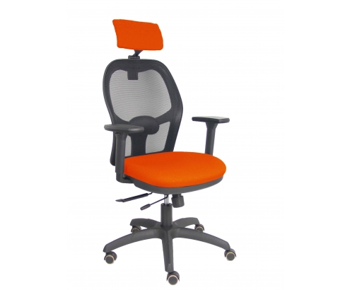 Piqueras y Crespo Silla Jorquera traslack malla negra asiento bali naranja oscuro brazos 3D cabecero regulable