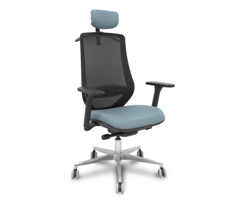 Piqueras y Crespo Silla Mardos traslack malla negra bali gris brazo 3D cabecero perchero base alum ruedas engomadas