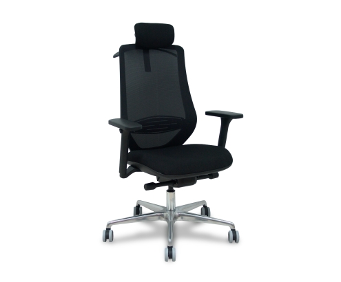 Piqueras y Crespo Silla Mardos traslack malla negra bali negro brazo 3D cabecero perchero base alum ruedas engomadas