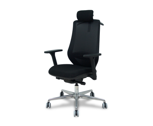 Piqueras y Crespo Silla Mardos traslack malla negra bali negro brazo 3D cabecero perchero base alum ruedas engomadas
